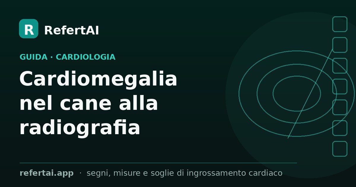 Cardiomegalia nel cane alla radiografia: segni, misure e soglie