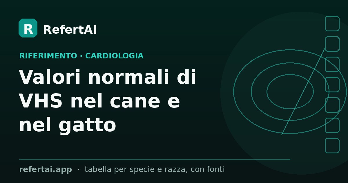 Valori normali di VHS nel cane e nel gatto (tabella)
